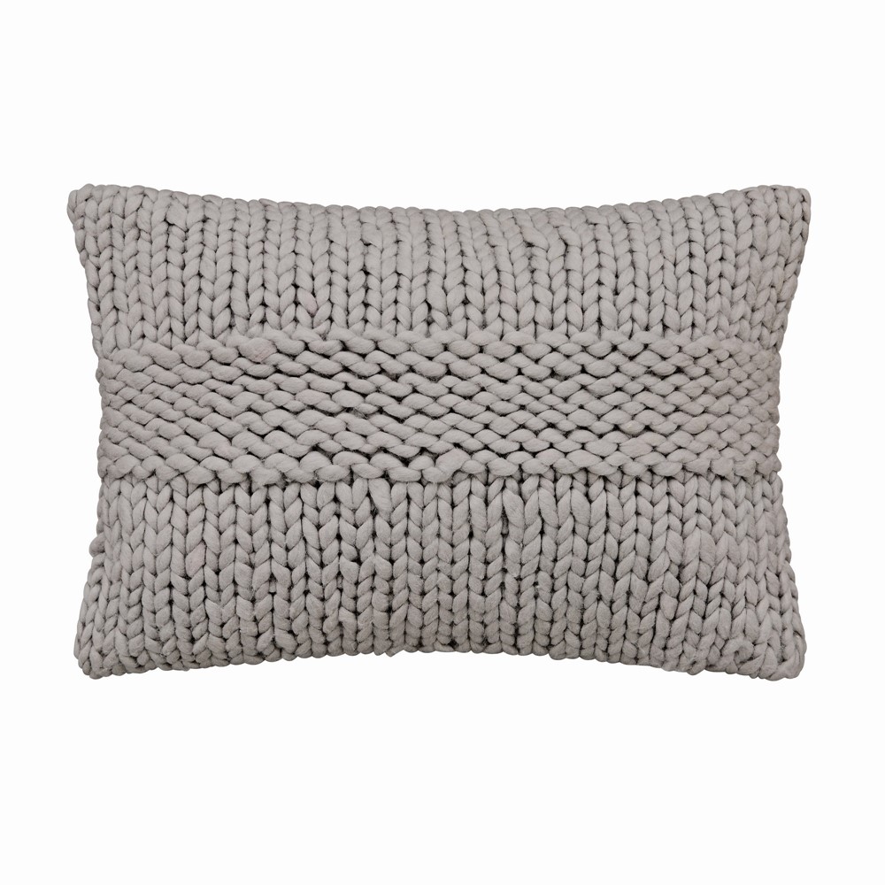 Reset Chunky Knitted Wool Cushion By Katie Piper in Silver Grey